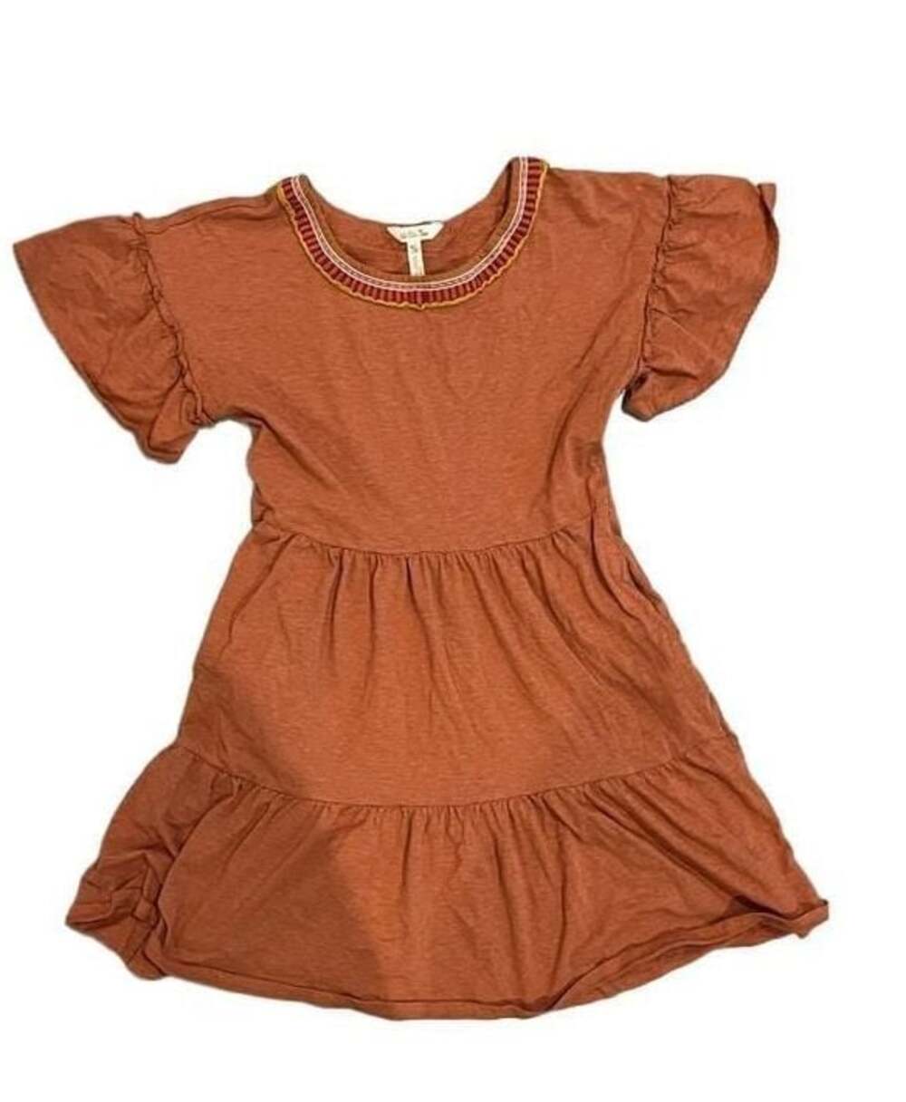 Matilda Jane Heart to Heart Homeroom Tiered Knit Dress with Ruffle Sleeves, Burn